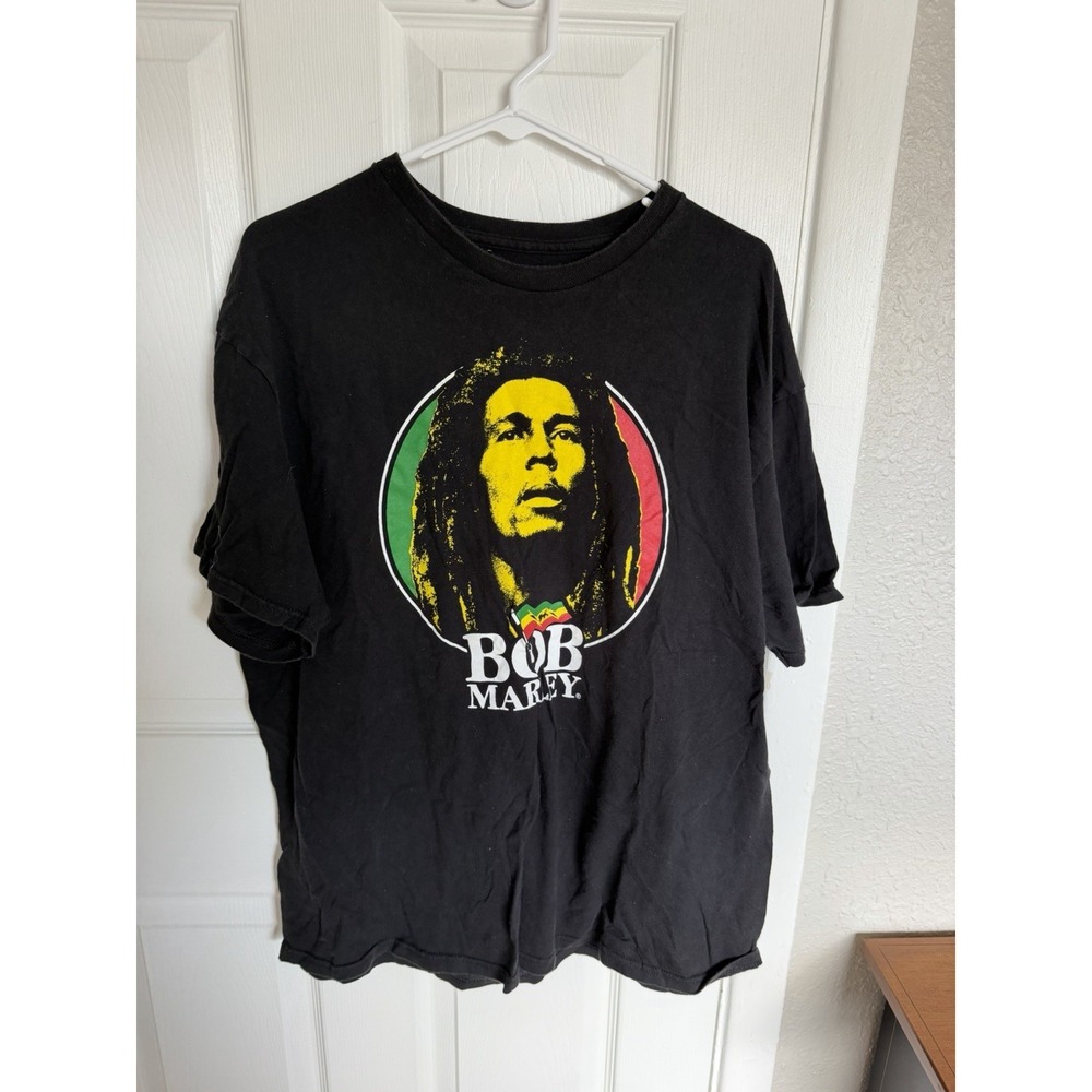 Zion Rootswear Bob Marley Black Graphic Cotton XL Short Sleeve Crew Neck T-Shirt